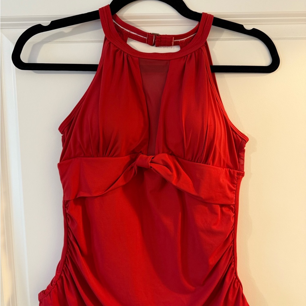 Red Halter Swim Top